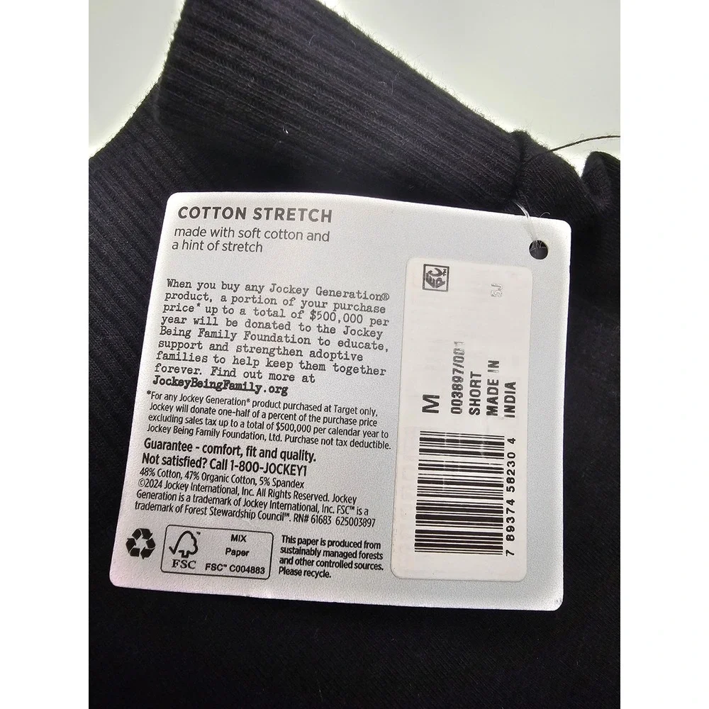 Jockey Womens Athletic Shorts Black Cotton Blend Workout Stretch Size Medium